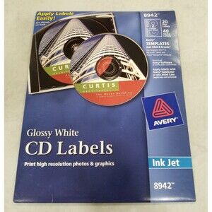 Avery glossy white 8942 cd labels ink jet nos